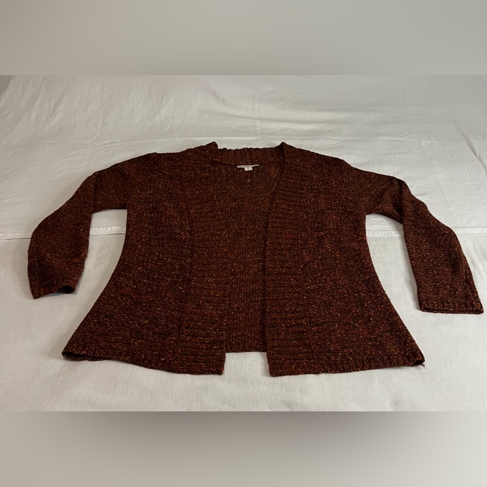 Womens Coldwater Creek Cardigan Size 14 Brown / Purple/ Red Long Sleeve